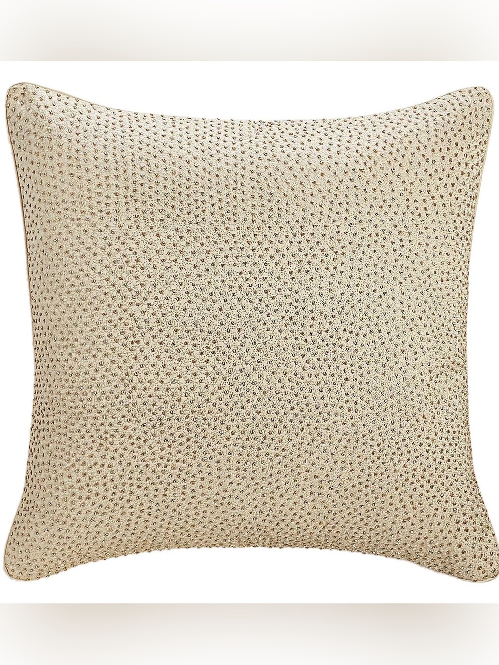 New Hudson Park Collection Foglia Beaded Gold Champagne Metallic Euro Sham, 26”